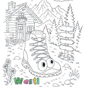 Malvorlage Wastl Wanderschuh